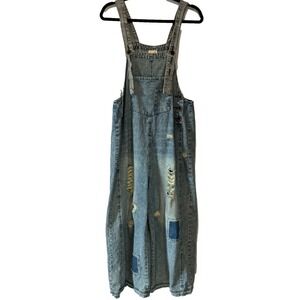 Jaded Gypsy Denim Cotton Overalls distressed Boho Cottagecore Small Medium